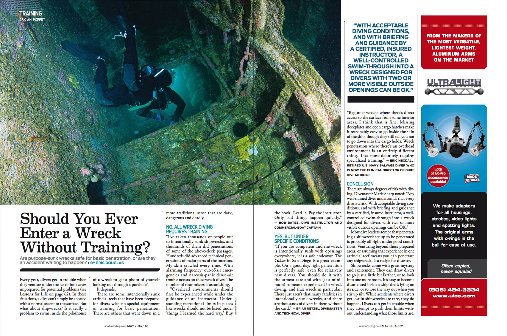 Photo of the HMCS Yukon (San Diego, California) in Scuba Diving Magazine by Ashley Hauck